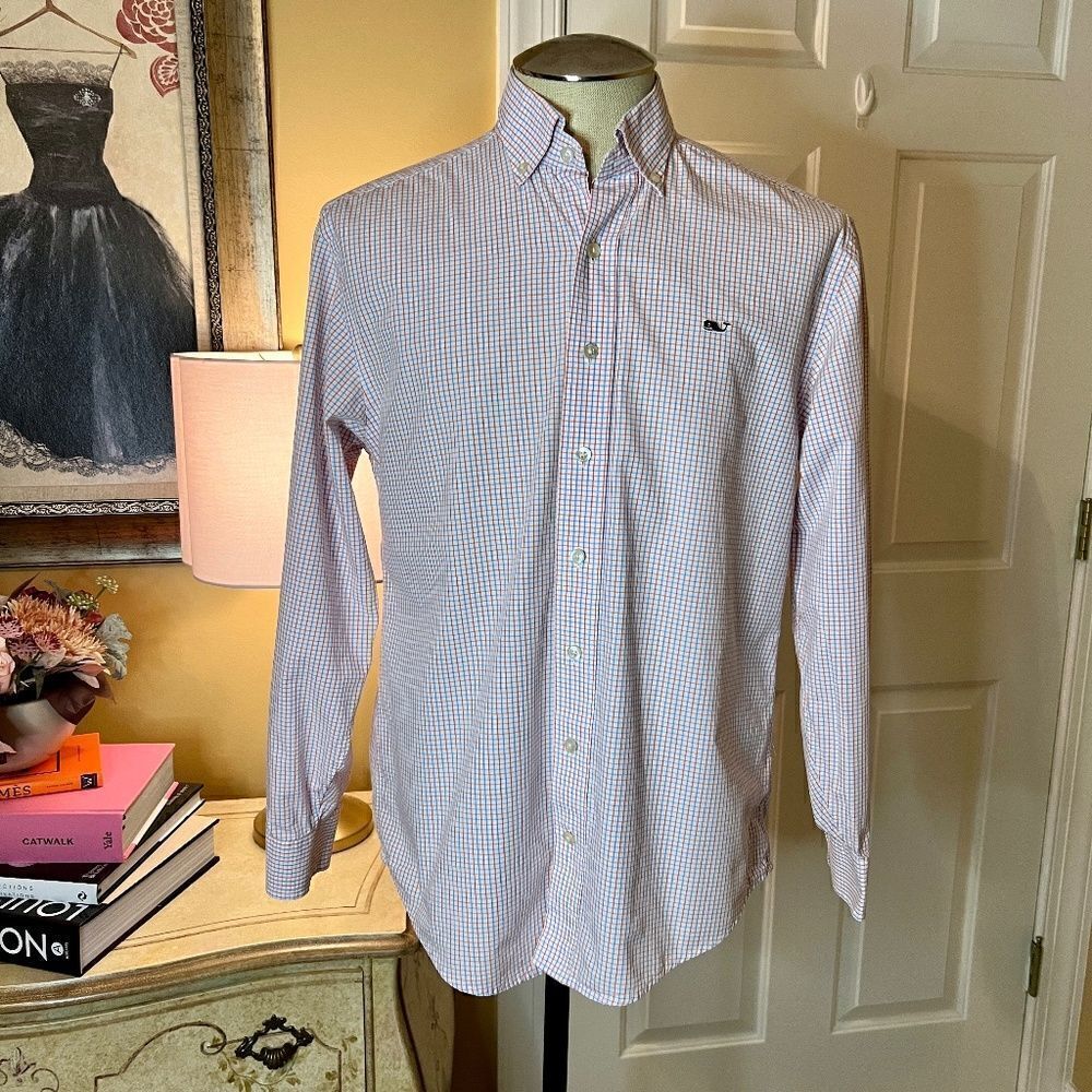 EUC Men's Vineyard Vines Button Down Plaid Check Whale Shirt Size SMALL
